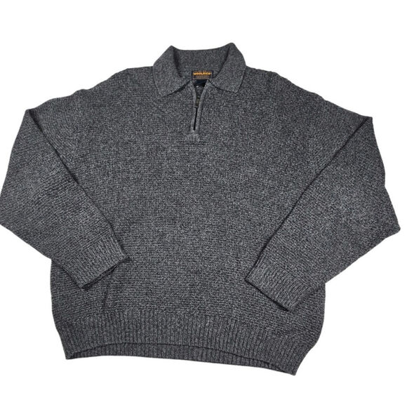 Woolrich Charcoal Overland 7124 Cotton Blend Waffleknit Sweater Men Sz XL Gray - Picture 1 of 7